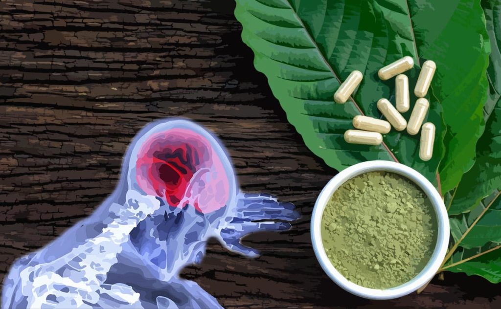 kratom plants and person in pain